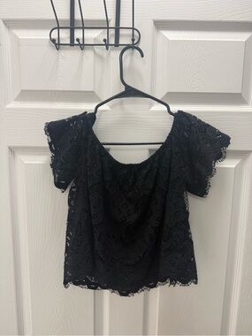 Express Black Lace Off-Shoulder Blouse